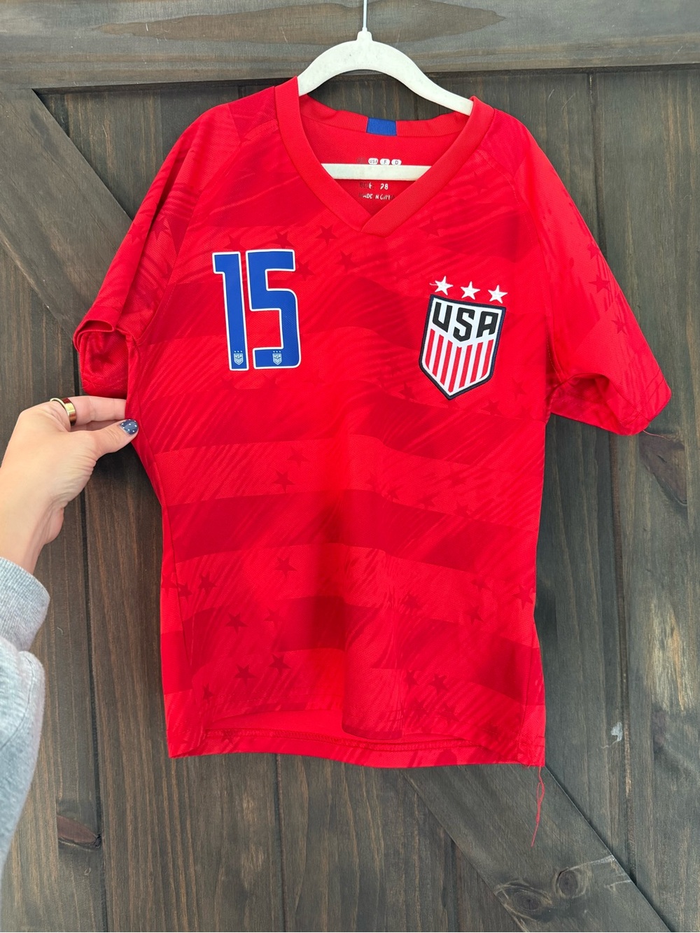 USA Kids Red Soccer Jersey with Number 15